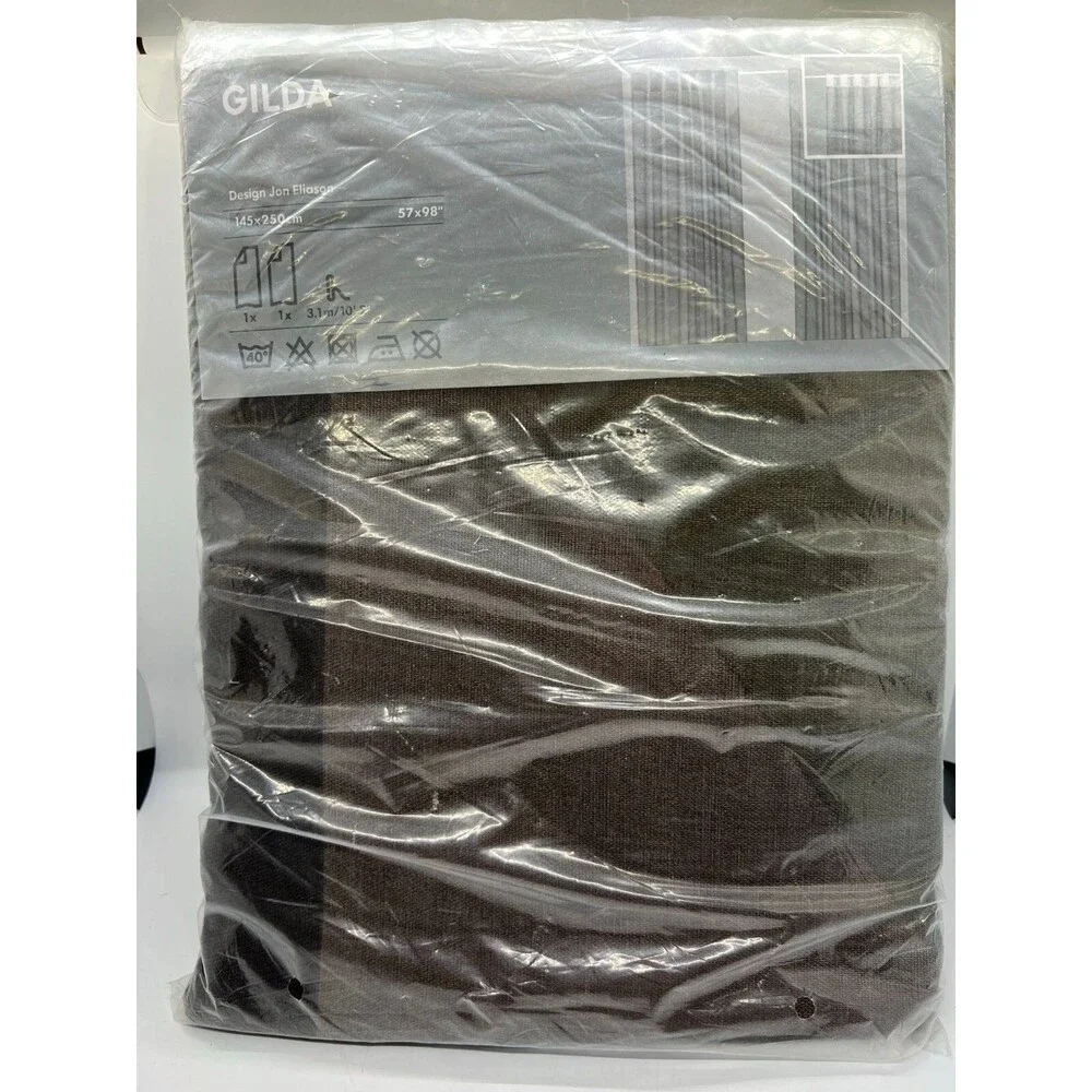 IKEA Brown black green 2 Curtain Panel 57x98